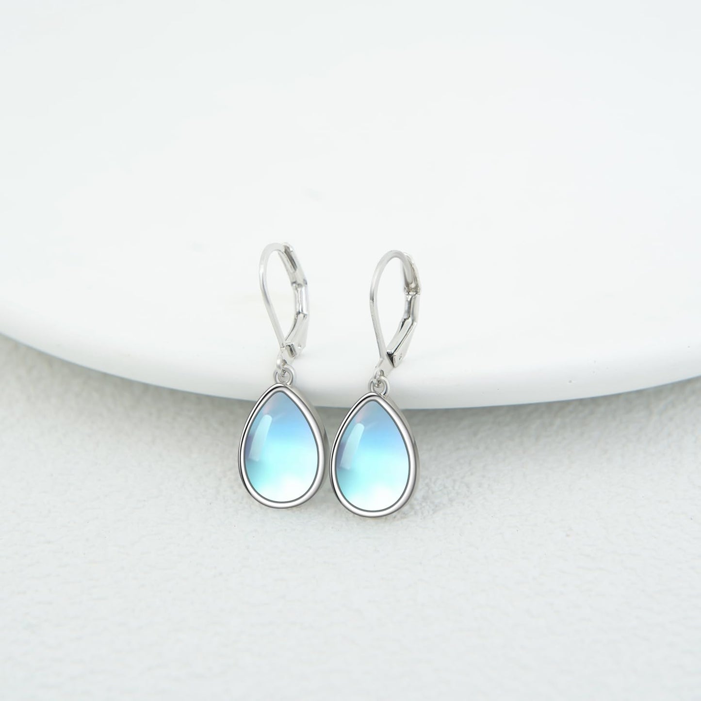 TALYKONG Moonstone Earrings for Women Teardrop Leverback Dangle Earrings for Women (moonstone earrings)