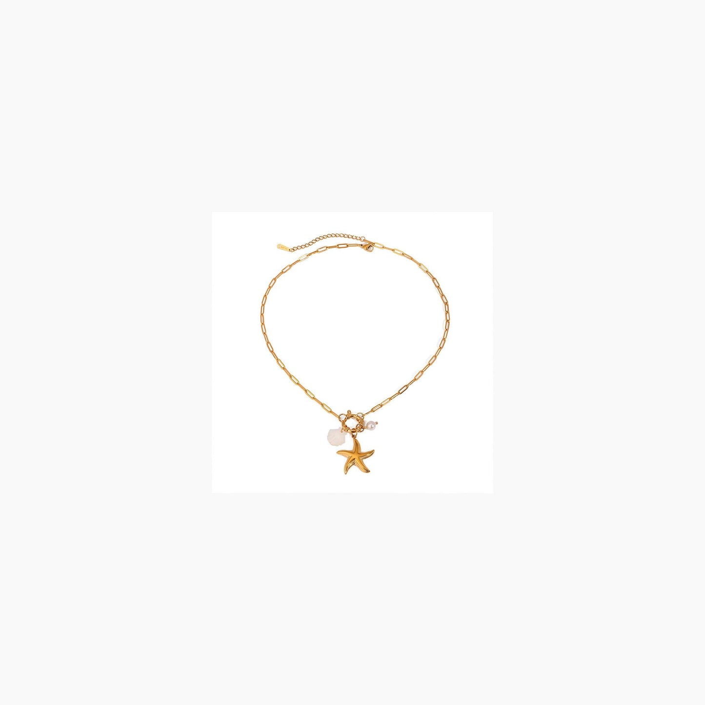 Biuwos Summer Necklace for Women Metal Starfish Seashell Pendant Necklace Vacation Beach Jewelry