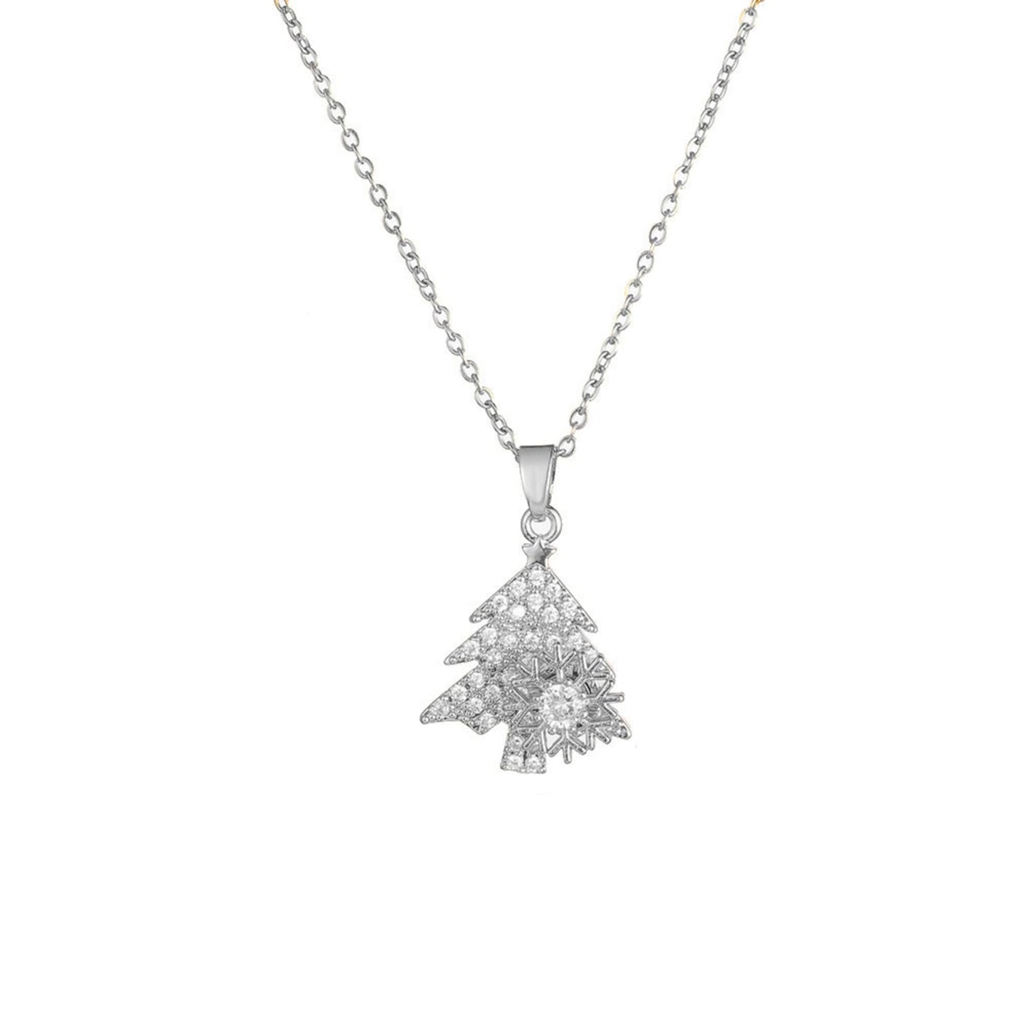KONPJE Sunflower Fidget Necklace for Women Gold Moon Necklace Rotating Heart Necklaces Spinning Crystal Flower Anxiety Necklaces Crescent Moons Jewelry Accessories (Silver Tree)