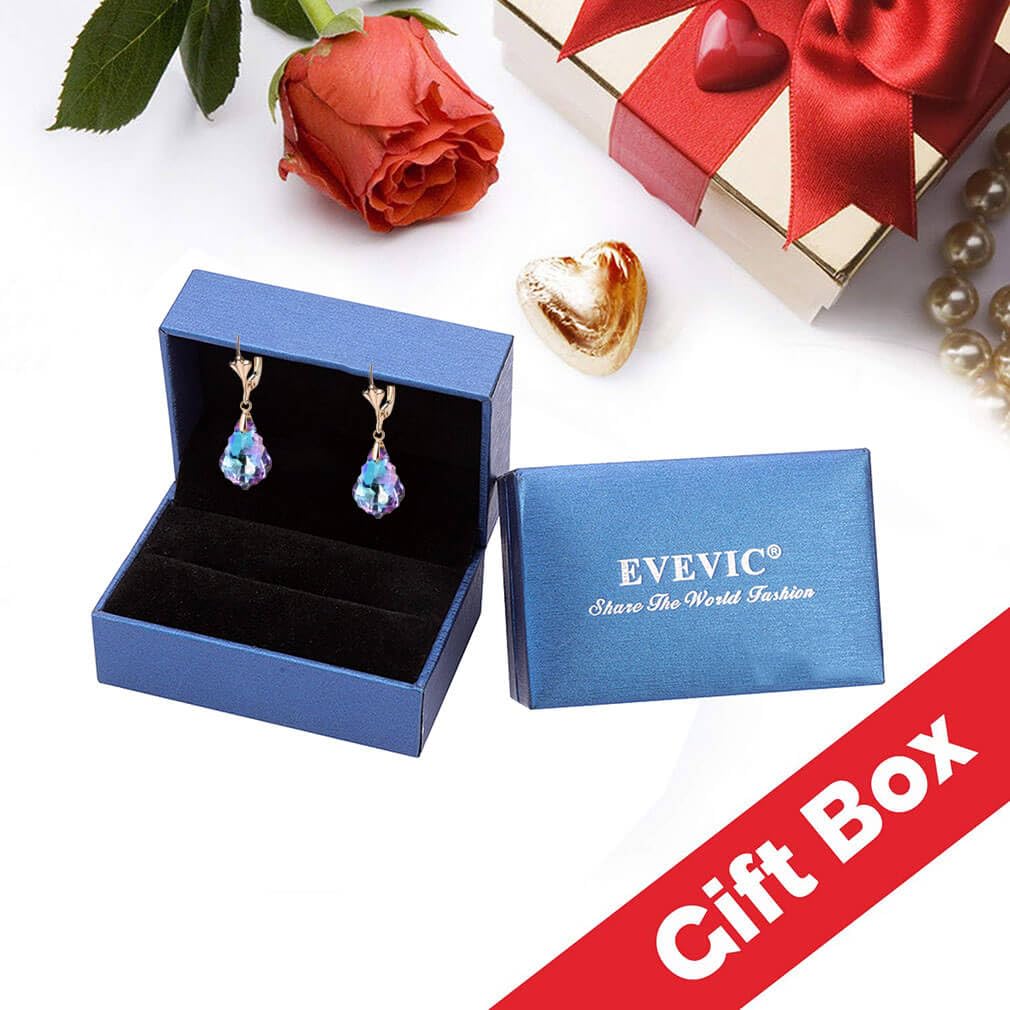 Austrian Crystal Baroque Drop Leverback Earrings for Women Fashion 14K Gold Plated Hypoallergenic Jewelry (Red)
