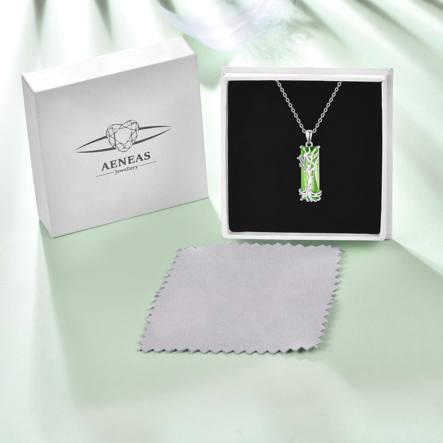 AENEAS Valentines Day Gifts for Women Her Tree of Life Necklace for Women 925 Sterling Silver Family Tree of Life Pendant Green Crystal Jewelry Gifts for Wife Her