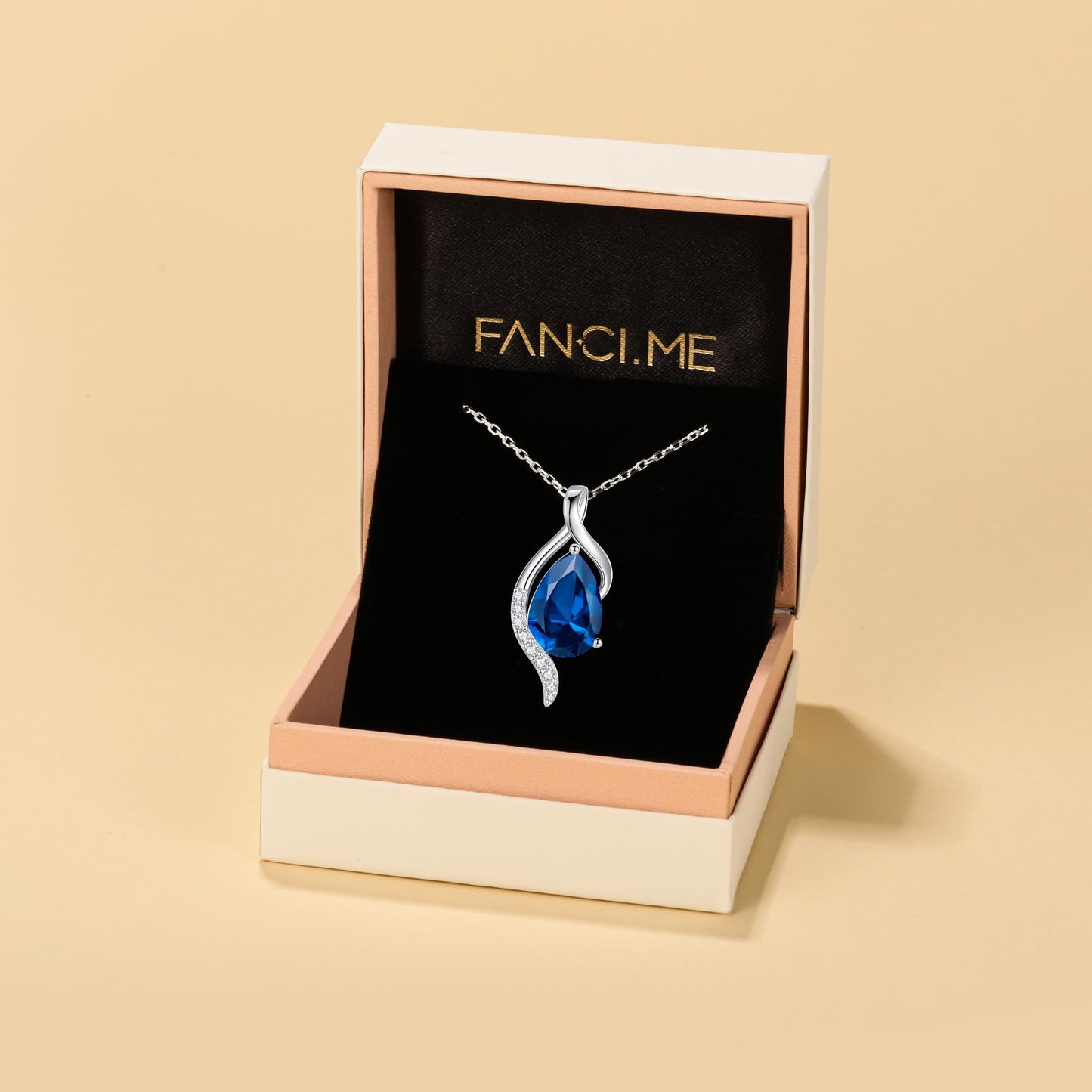 FANCIME December Birthstone Necklace for Women Teardrop Blue Topaz Necklace S925 Sterling Silver Gentle Love Birthday Gifts for Mom Women, 16"+2" Inches