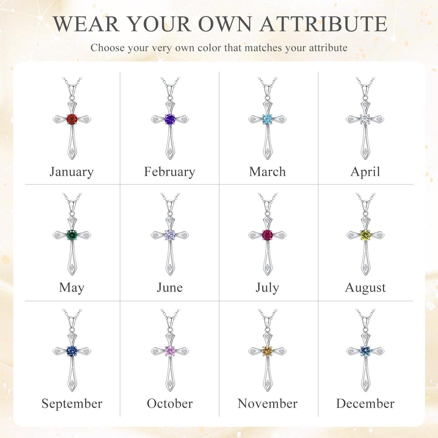 QUALISE Cross Necklace for Women,925 Sterling Silver July Birthstone Necklace Cross Pendant 5A CZ 12 Birth Months Birthstone Fine Ruby Jewelry Birthday Gifts for Her Wife Mom
