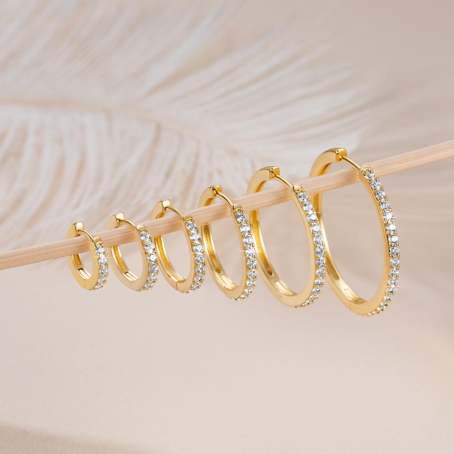 vuiikhir 14K Gold Earrings for Women 14K Gold Hoop Earrings for Women Cubic Zirconia Shining Gold Hoops Earring for Womens Hoop Lightweight Hoops Earring for Womens 12/14/16/20/25/30mm (25mm)