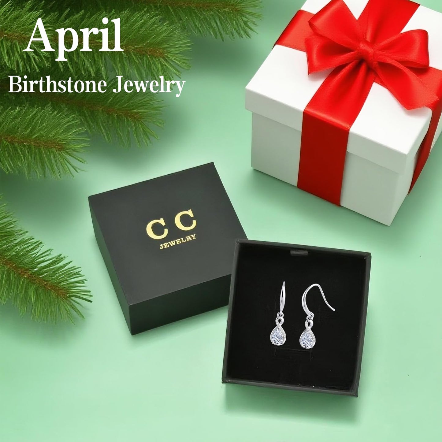 Infinity Birthstone Earrings 18K Gold Plated 925 Sterling Silver Teardrop Infinity Drop Dangle Earrings Created Diamond Jewelry Birthday Gifts for Women Her Mother Wife