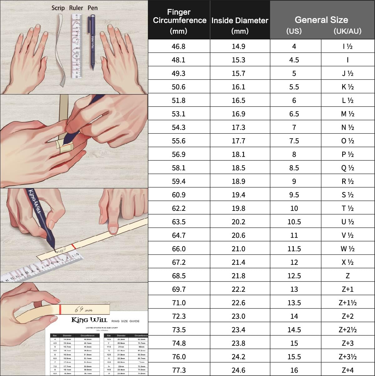 King Will 10mm Silver Men's Wedding Ring - Brushed Matte Finish, Beveled Polished Edge, Comfort Fit Size 8