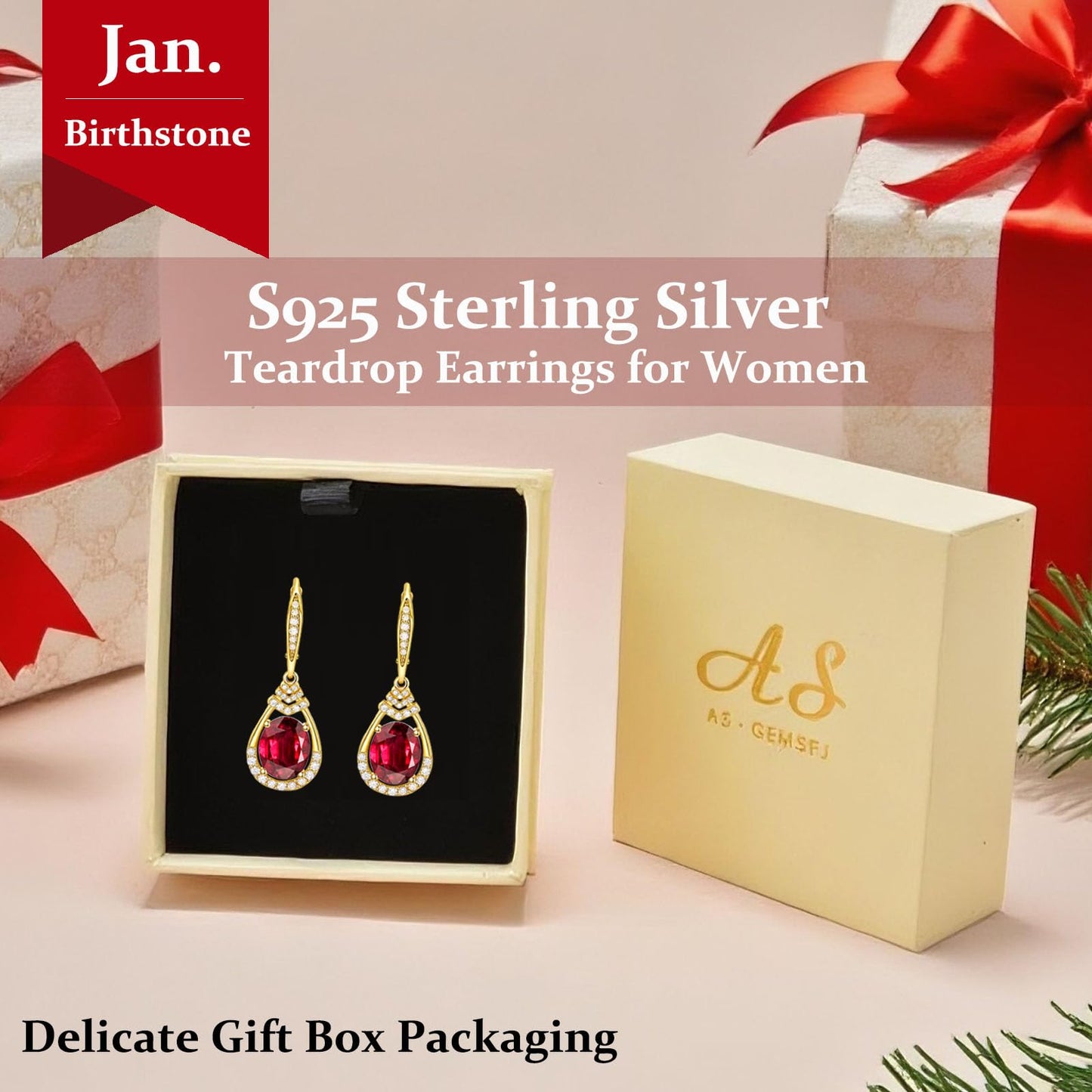 Sterling Silver Teardrop Earrings for Women Pink Tourmaline October Birthstone 18K Gold Plated Leverback Drop Earring for Mom Lady Sparkling Wedding Jewelry Gifts for Bride Party Birthday Christmas