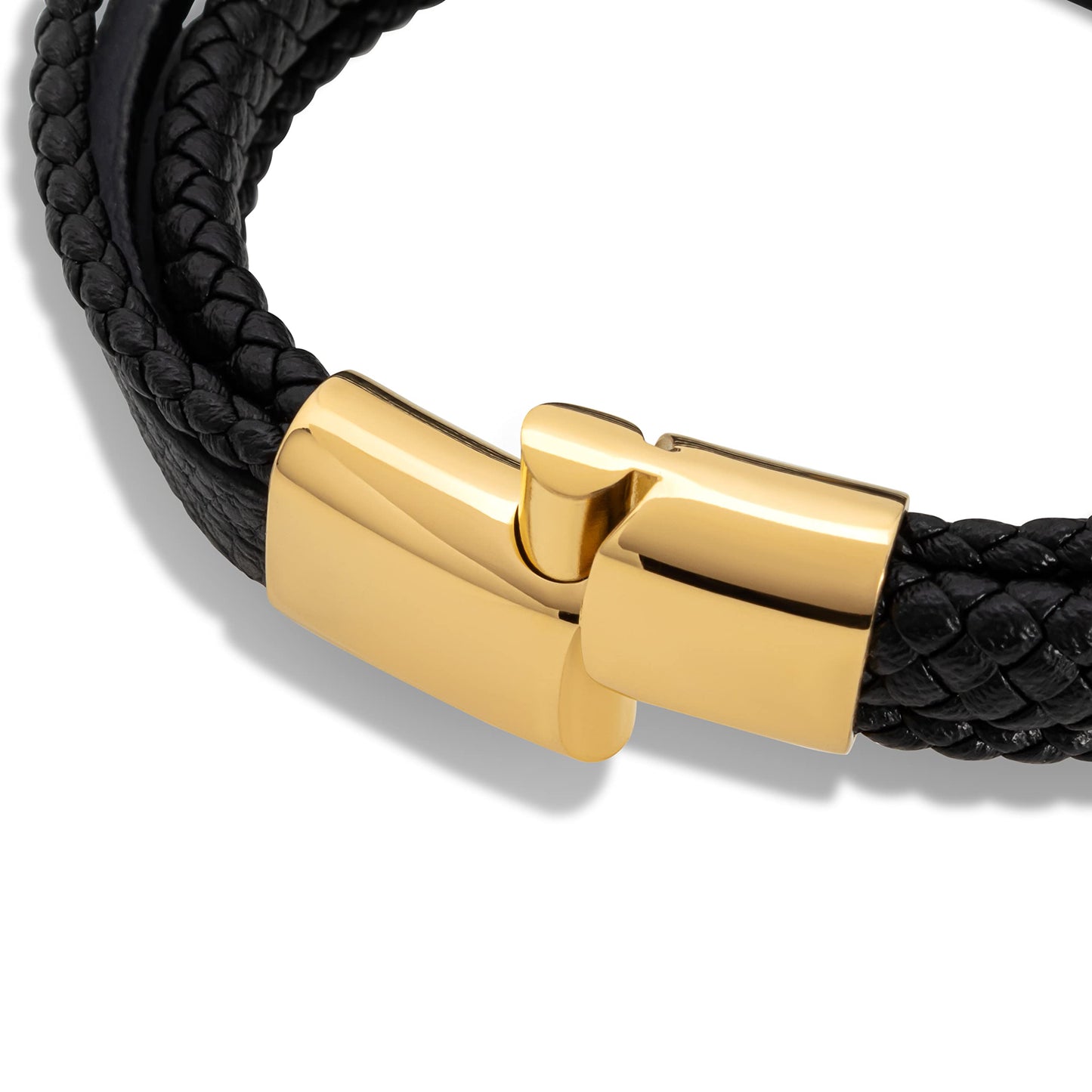 SERASAR Mens Bracelets 20cm Gold Gift Box Genuine Leather Cowhide Braided Adjust Able Magnetic Clasp Multi Layer Wrap Jewellery Rope Man Mans Male Band Jewelry Accessories