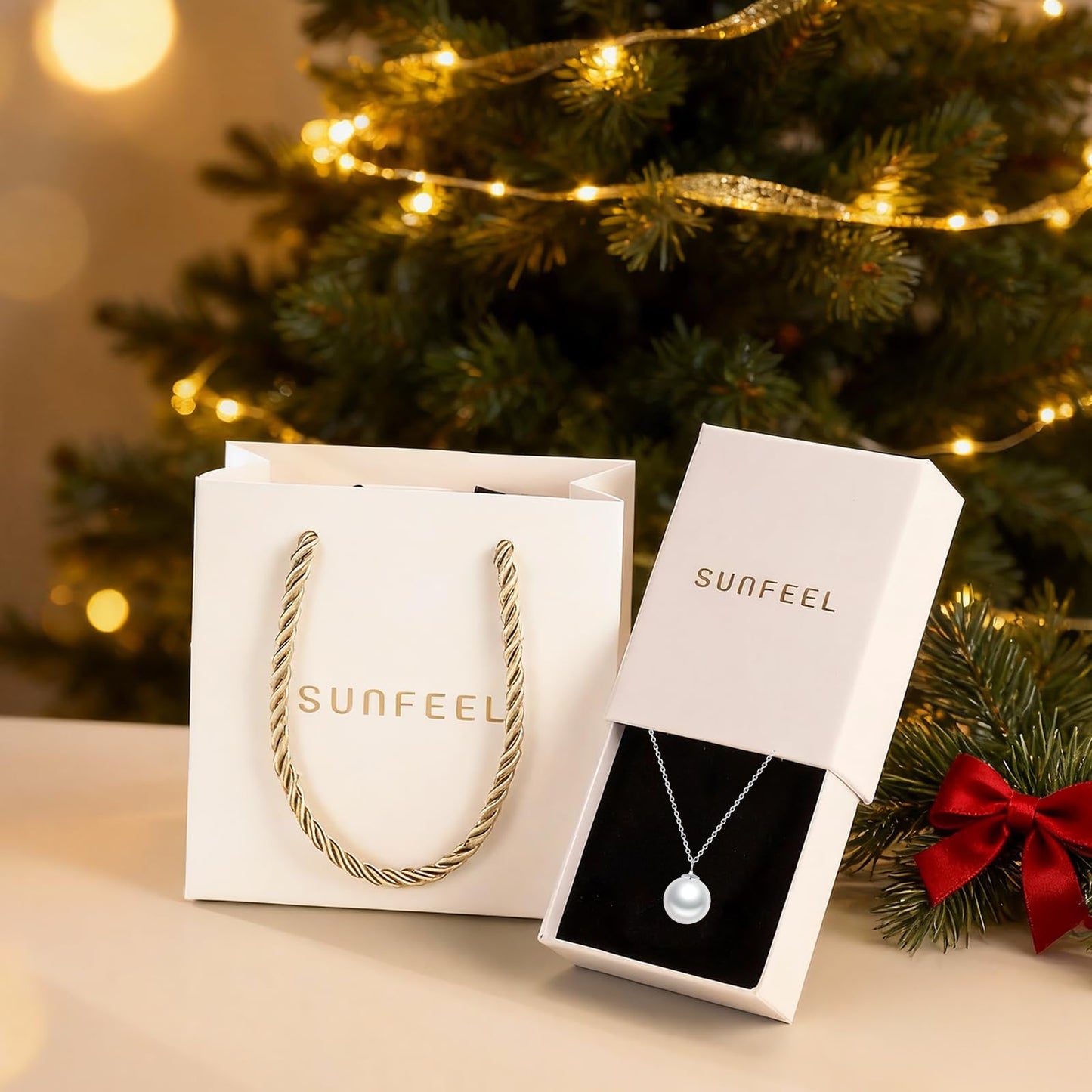 SUNFEEL 925 Sterling Silver Pearl Necklaces for women 12MM Single Pearl Pendant Necklace Gifts for Her Mom Wife Girlfriend Engagement Wedding Birdal Christmas Trendy Jewelry