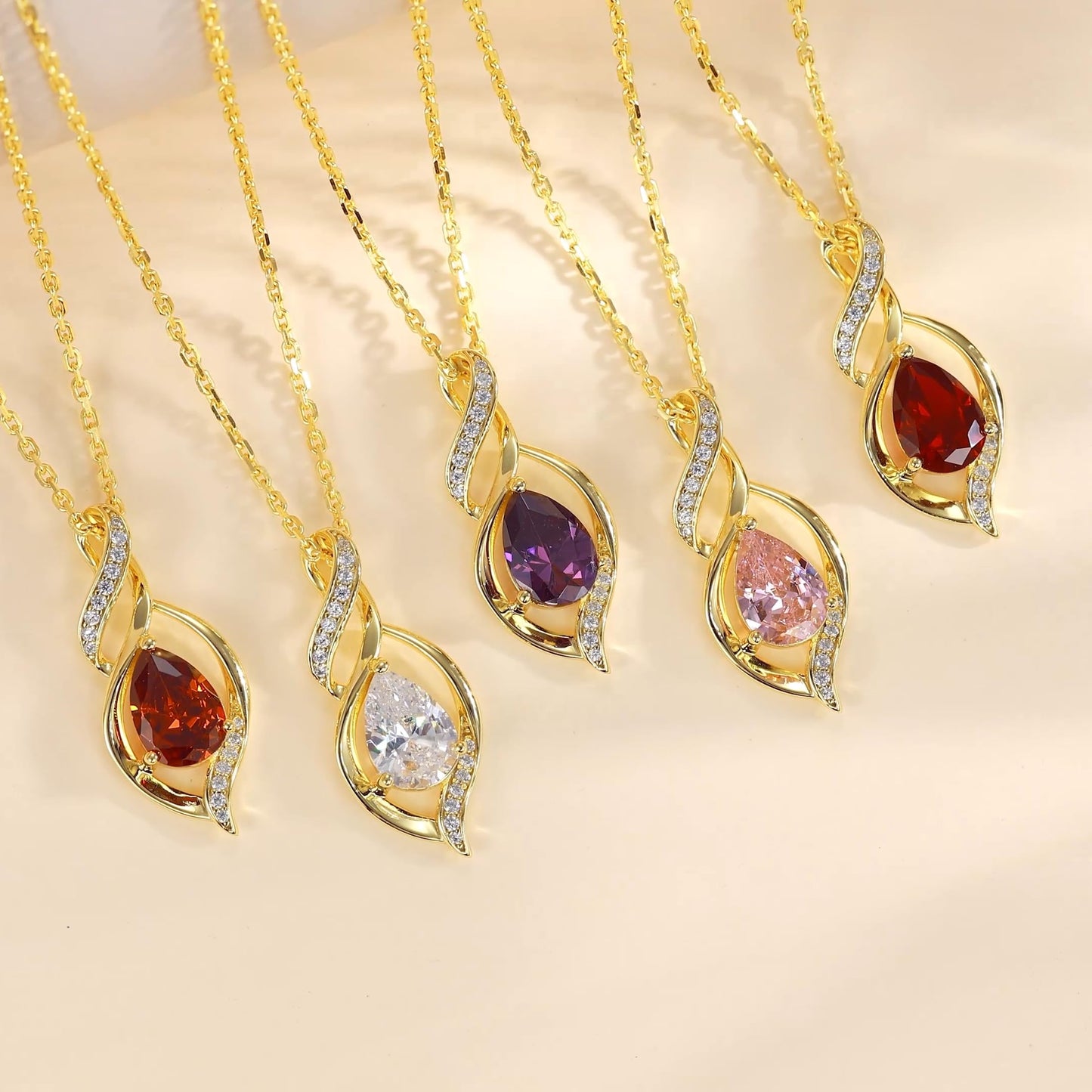 FANCIME 14K Gold Plated February Birthstone Necklace for Women Amethyst Teardrop Necklace Sterling Silver Infinity Love Birthday Gifts for Women, 16"+2" Inches