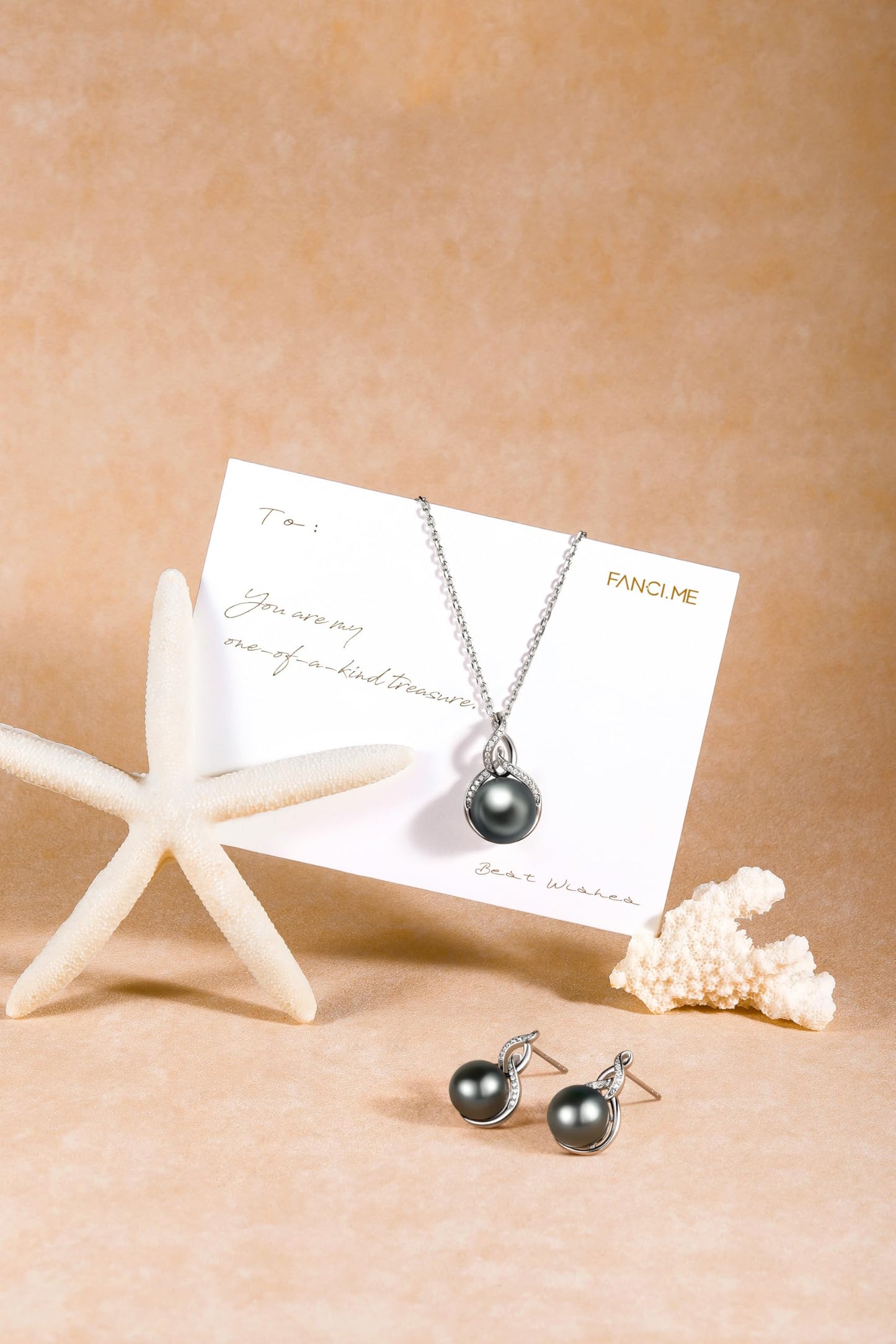 Gift for Women Wife Natural Tahitian Black Pearl Necklace Sterling Silver Nautilus Kiss 9-10MM Black Pearl Luxury Jewelry Gift for Women, Mother, Wife, 16"+2" Inches