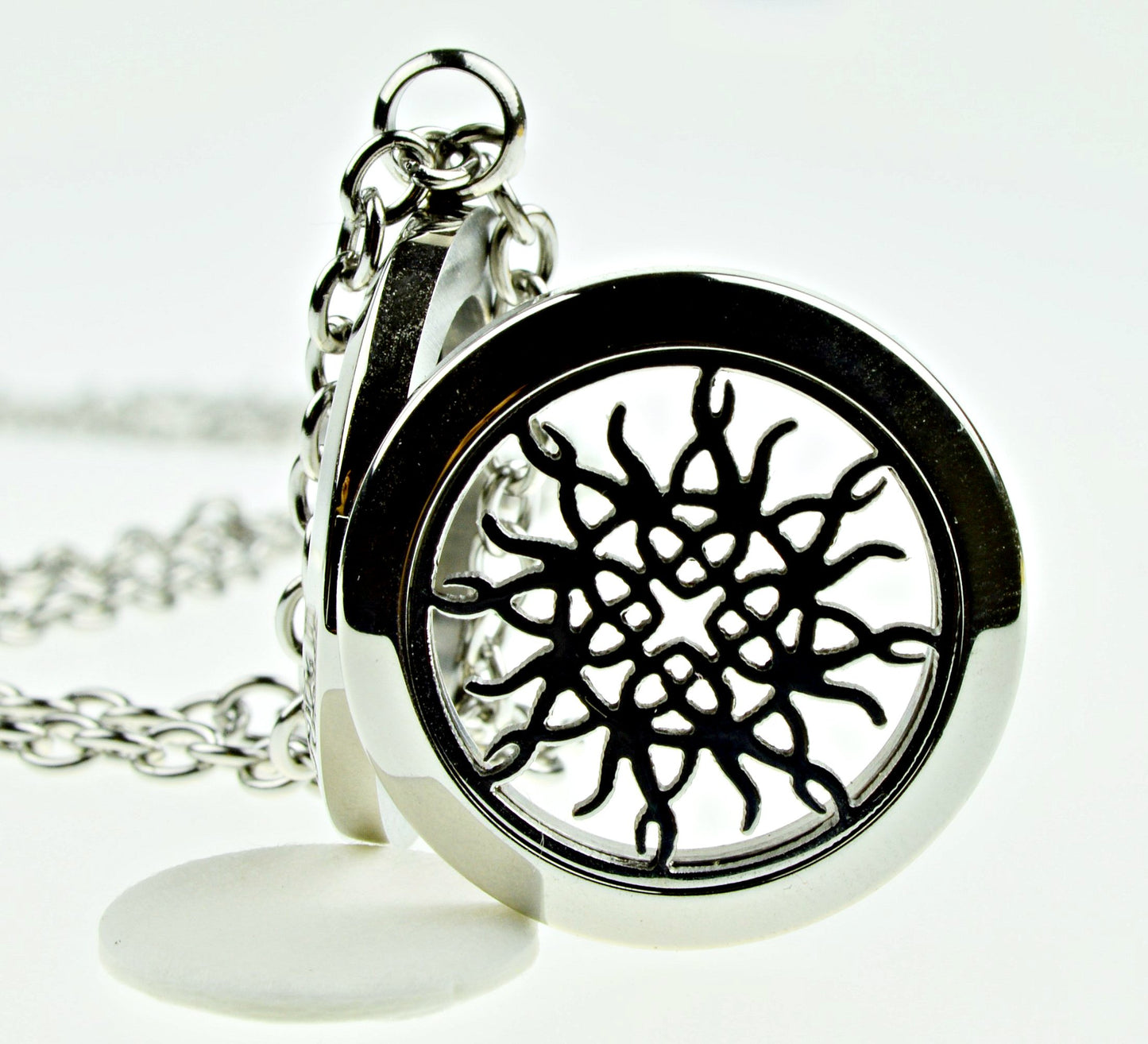 Infinity Flame Knot Essential Oil Diffuser Necklace, Stainless Steel Locket Pendant with 24 inch Chain, 12 Color Refill Pads, Customizable Color Changing Perfume Jewelry Aromatherapy