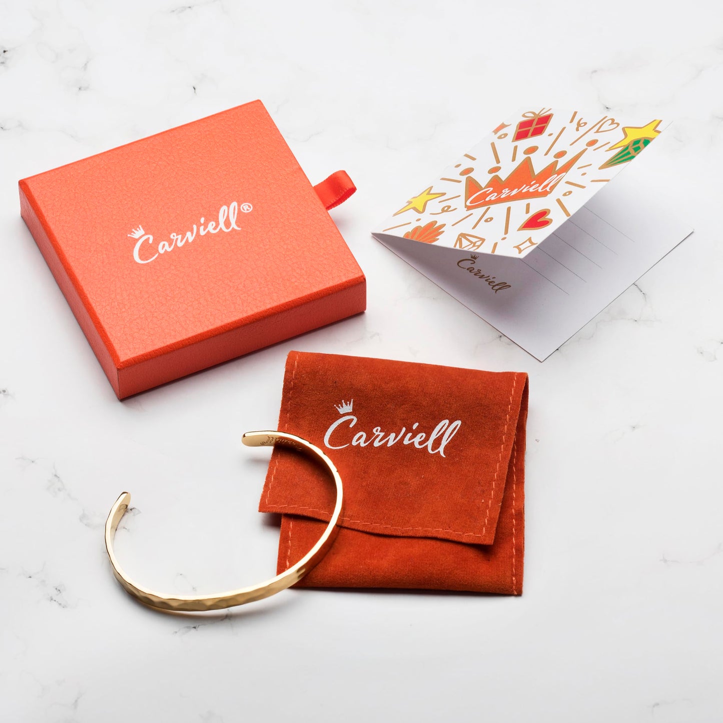 Carviell Bracelet – Gold Stainless Steel Cuff, “Sisters Are Forever Friends” Engraved Jewelry, Gift for Sister from Sister, Birthday, Christmas, or Friendship Present
