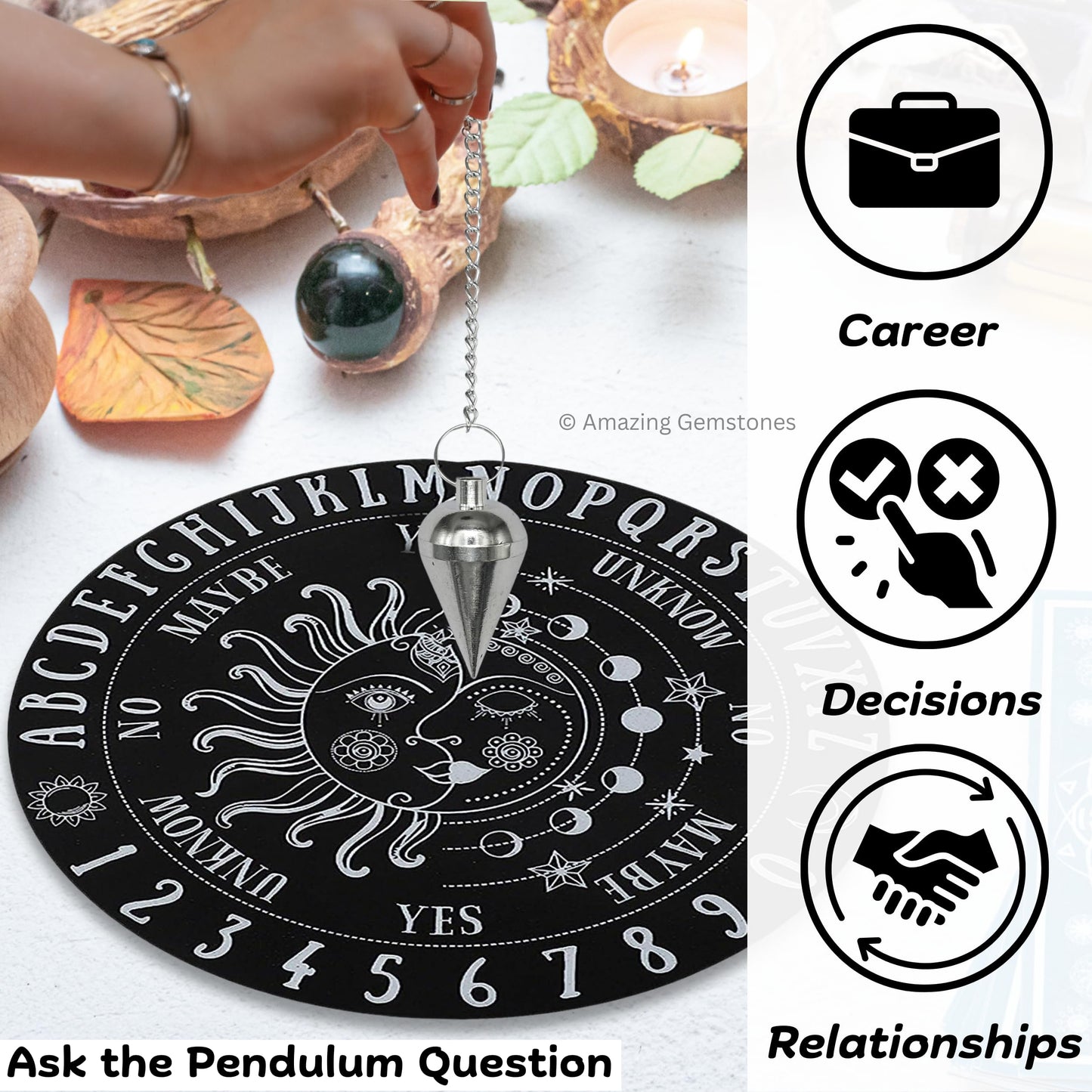 Amazing Gemstone Healing Metal Pendulums for Divination, Silver Dome Cone Steel Copper Pendulum High Energy Pendulo de Bronce Pendulos de Mesa MP103