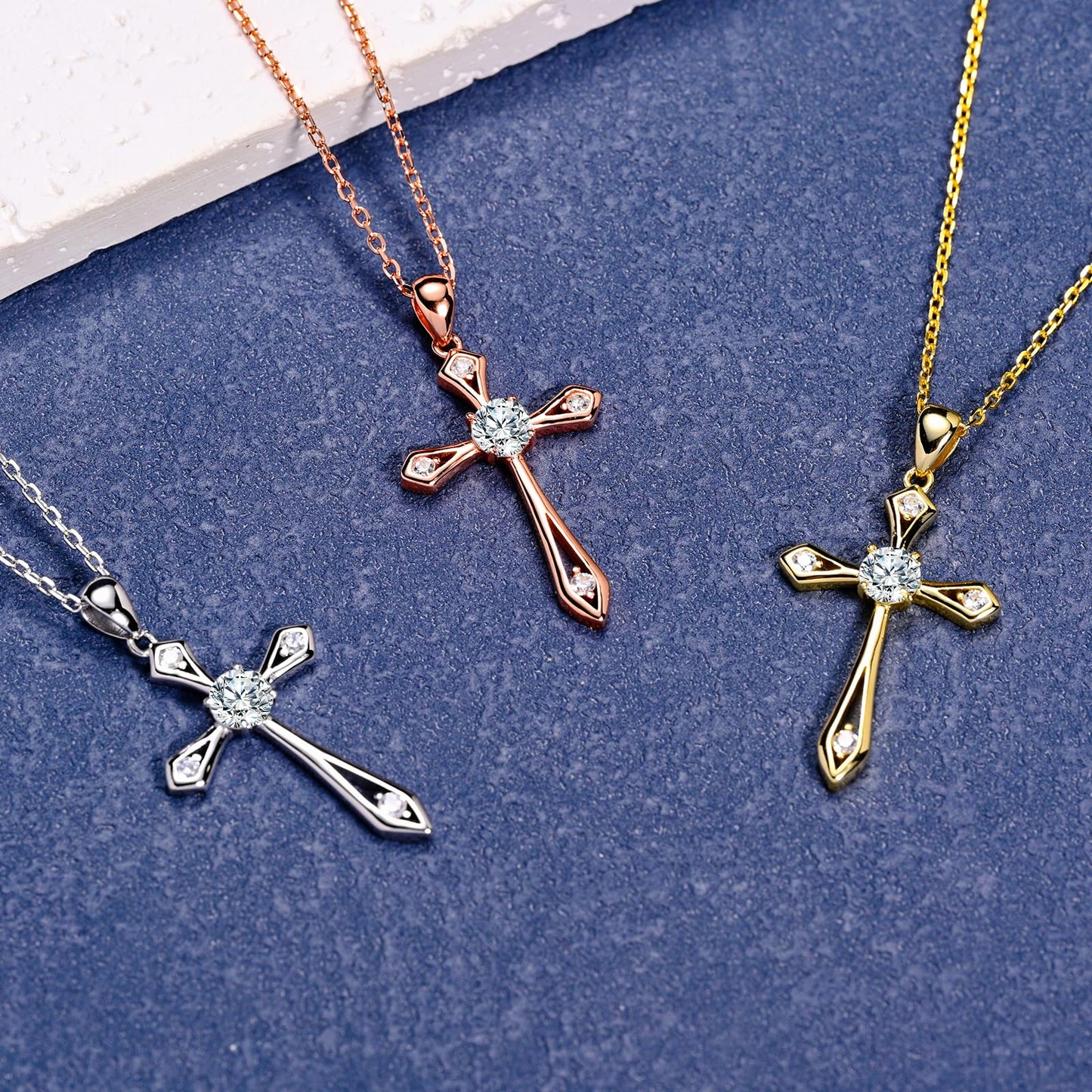 QUALISE Cross Necklace for Women,925 Sterling Silver Birthstone Necklace,Garnet-January Birthstone Cross Necklace,Faith Religious Fine Jewelry Valentines Day Gifts Birthday Holiday Gifts for Her