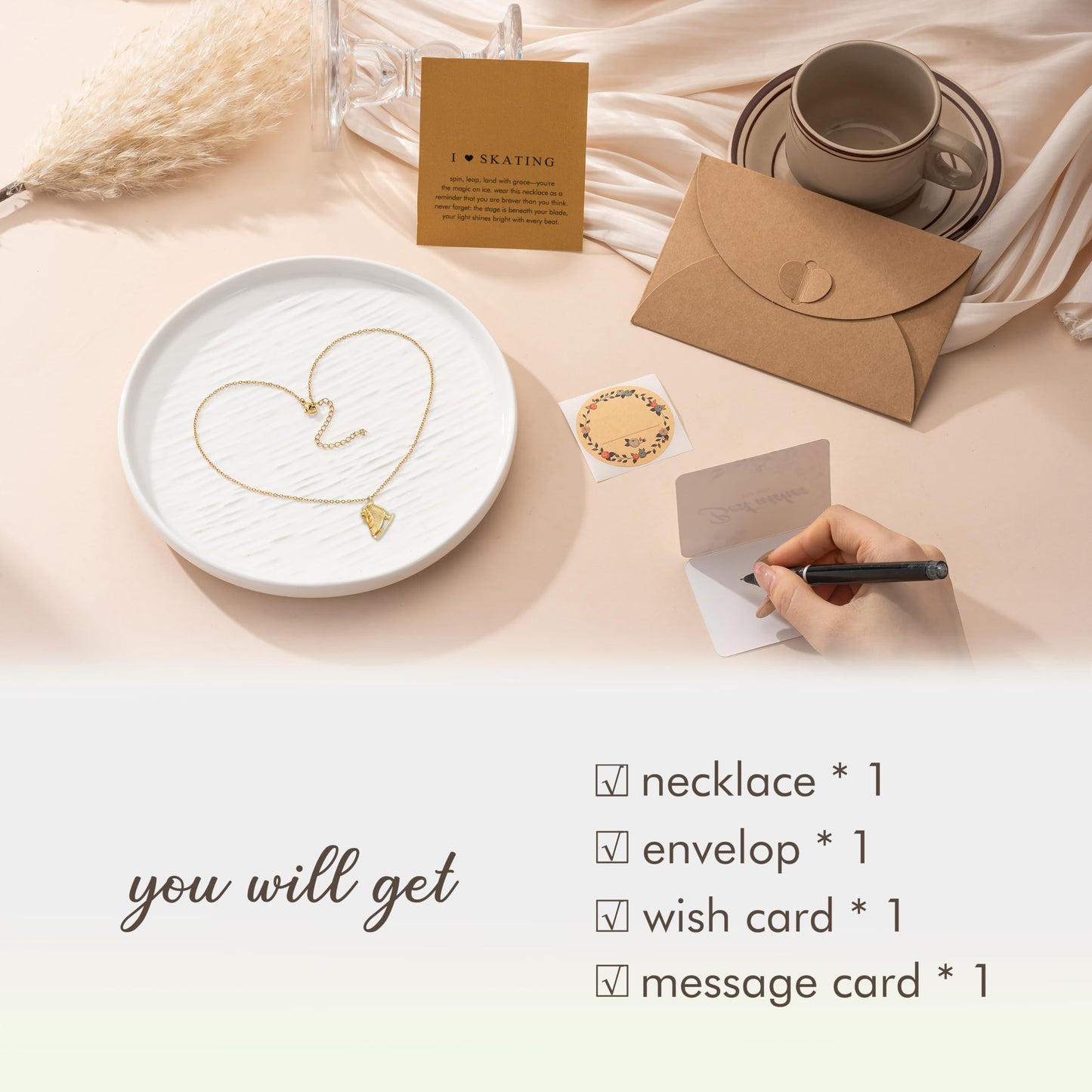 Baydurcan Figure Skating Necklace for Women, Ice Skate Pendant Jewelry, Inspirational Gift for Ice Skater