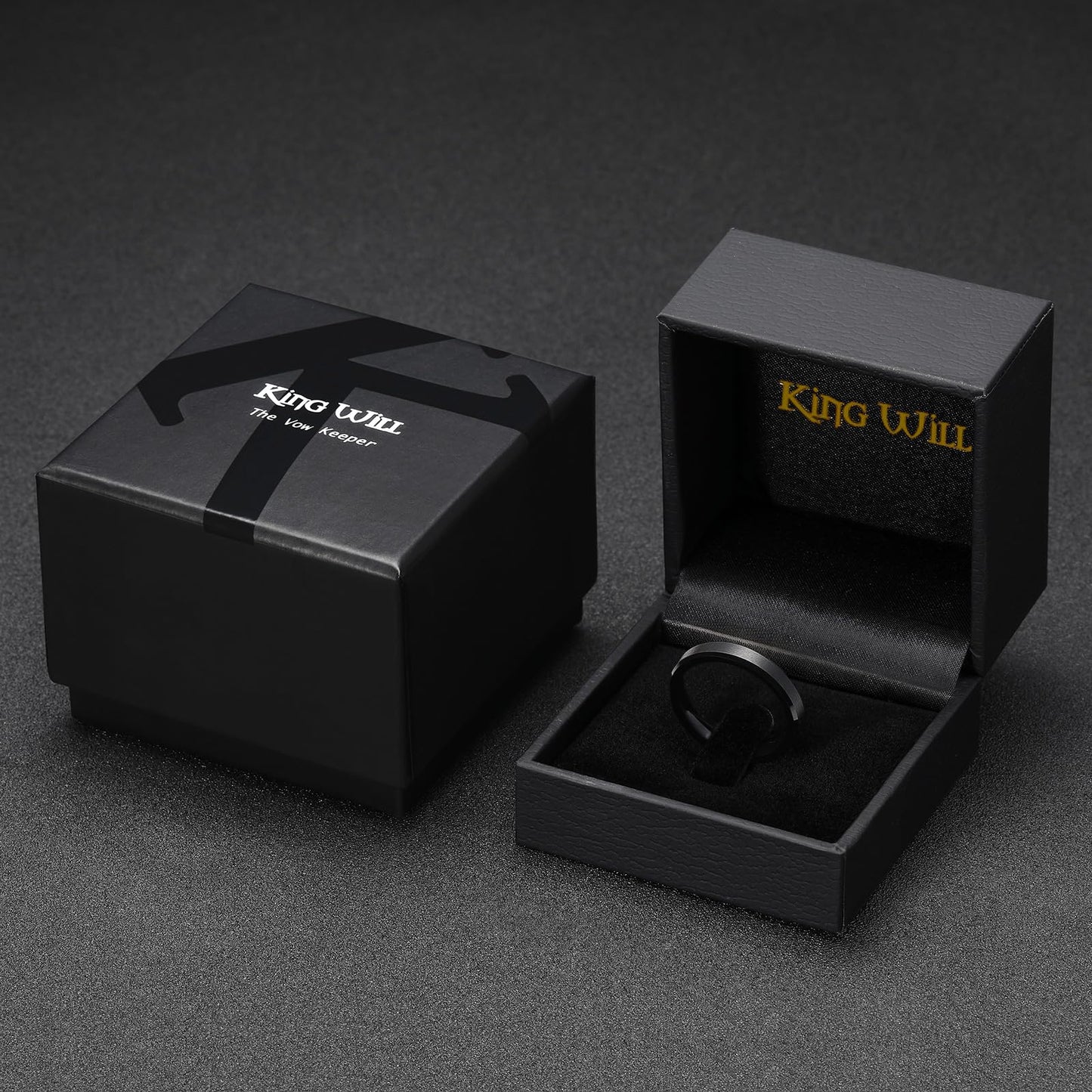 King Will 4mm Black Tungsten Men's Wedding Band - Brushed Matte Finish, Beveled Polished Edge, Comfort Fit 8