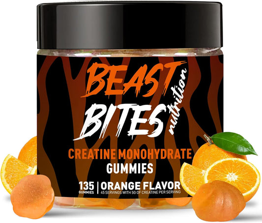 Creatine Monohydrate Gummies for Men & Women - 5g of Creatine Monohydrate per Serving - Sugar Free,Vegan, Orange Flavor, 135 Count (45 Servings).