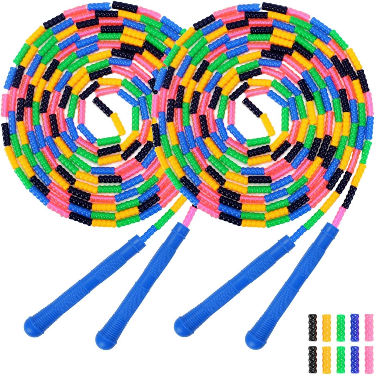 Dutch Jump Rope 16 FT 1 Pack/2 Pack, Long Soft Beaded Jump Rope, Adjustable Segmented Skipping Rope for Kids Adults, Multiplayer Jumping Rope for Fitness Outdoor