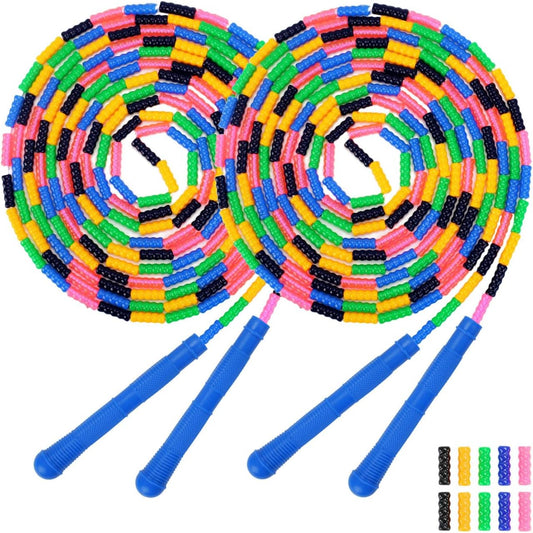 Dutch Jump Rope 16 FT 1 Pack/2 Pack, Long Soft Beaded Jump Rope, Adjustable Segmented Skipping Rope for Kids Adults, Multiplayer Jumping Rope for Fitness Outdoor