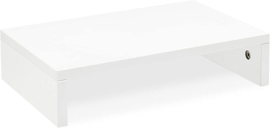 14.2 inch (White-14.2 inch) TEAMIX White Monitor Stand Riser, Wood Monitor Riser with Storage for Desk Small Monitor