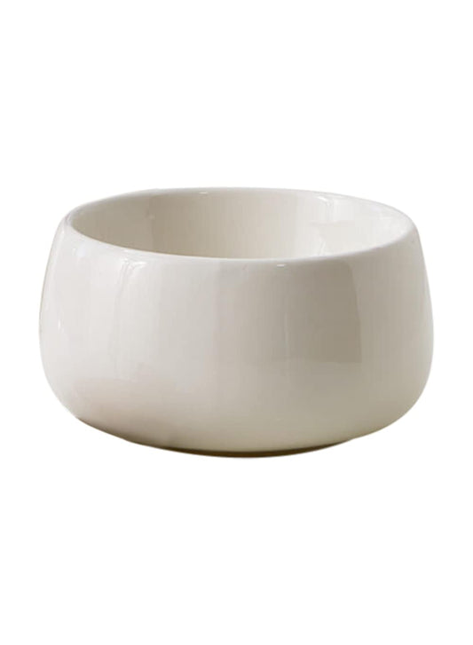 Serene Spaces Living Large Glossy White Ceramic Bowl, Modern Terrarium Succulent Planter, Floral Container, Trinket Holder, Fruit & Candy Bowl for Kitchen, Coffee Table, 8" Diameter & 4.5" Tall