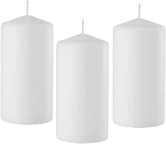 D'light Online 3 X 6 Inch Pillar Candles Set of 12 Bulk Event Pack Round Unscented Premium Wax Pillar Candles for Wedding, Spa, Party, Birthday, Holiday, Bath and Home Decor (3X6, White)