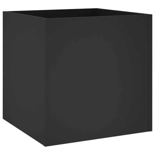 Makastle Garden Planter Box, Planting Chest for Vegetables, Fruits, Flowers and Succulents in Backyard, Balcony, Patio, 15.7x15.7x15.7 in Black Engineered Wood