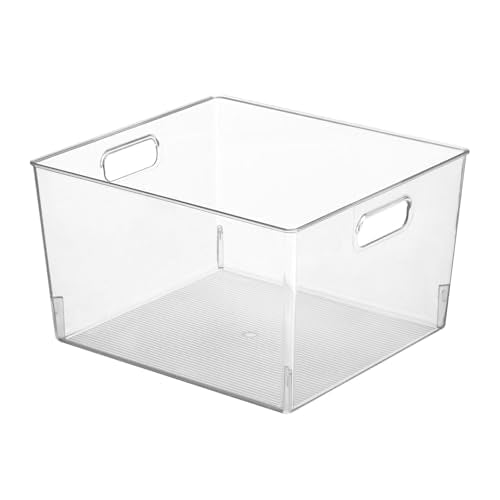 mDesign Plastic Storage Organizer Container Bin, Household Organization for Cabinet, Counter, Drawer, Cubby, and Cupboard, Holds Clothing, Linens, Toys, and Essentials, 4 Pack, Clear