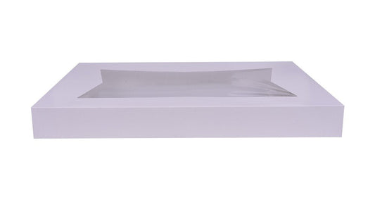 Southern Champion Tray 24253 Paperboard White Window Bakery Box Top (Bottom Sold Separately), 26-1/2" Length x 18-5/8" Width x 3" Height (Case of 50)
