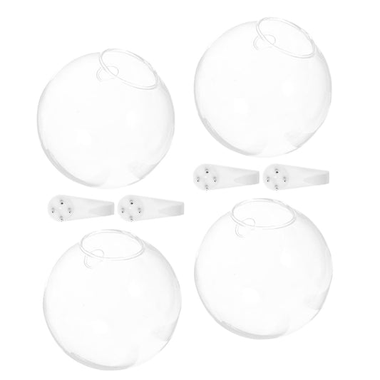 OKUMEYR Wall Mounted Hydroponic Glass Vase Set 4pcs, 10cm Glass Plant Terrarium with Removable Crystal Mud for Home Decoration and Succulent Propagation