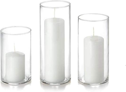 yummi Set of 12 Slim Pillars and Cylinder Vases - White