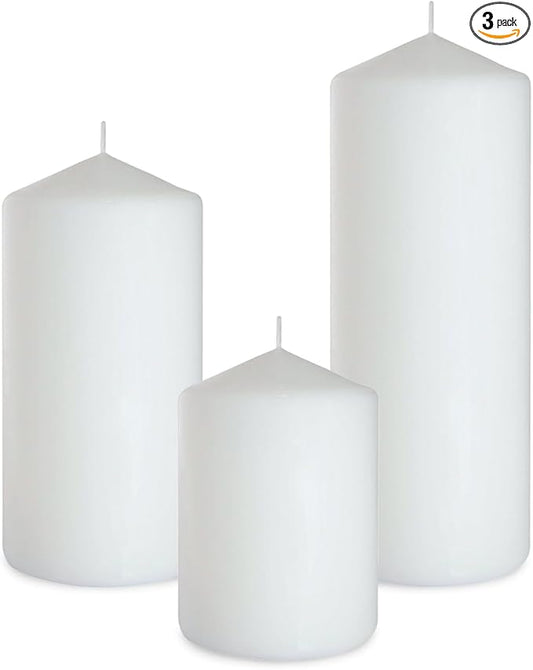 Dripless 3x4 3x6 3x8 Inch White Pillar Candles Unscented Long Lasting Large Cylinder Column Candles for Home Dinner Table Decor Power Outage Emergency