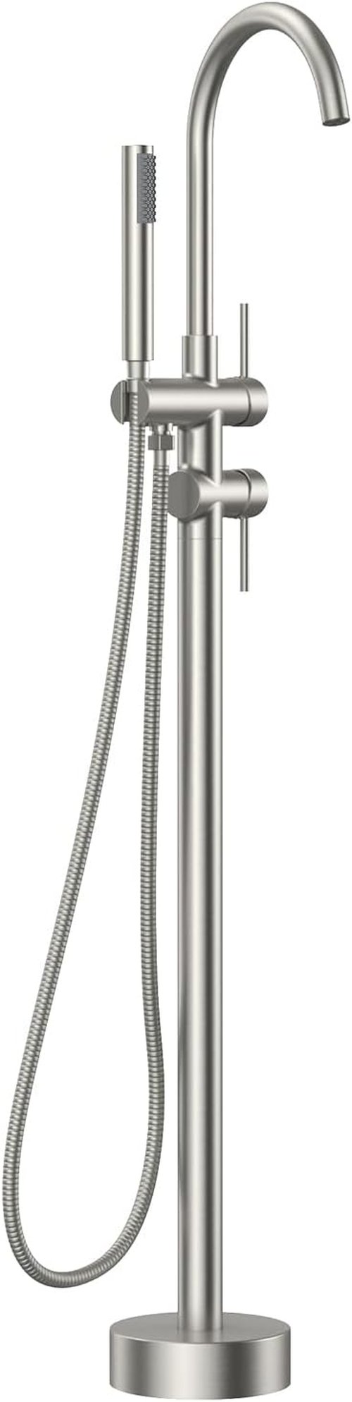 FORIOUS Freestanding Tub Faucet - High Flow Brass Bathtub Filler with Handheld Shower | Brushed Nickel Finish