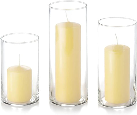 yummi Set of 12 Slim Pillars and Cylinder Vases - Buttercup