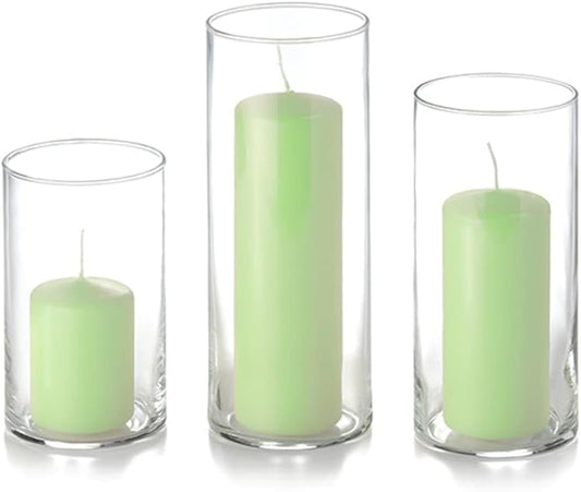 yummi Set of 12 Slim Pillars and Cylinder Vases - Mint