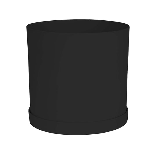 Bloem Mathers Round Planter with Saucer Tray: 10" - Black - Modern Design, Durable Plastic Pot, Removable Saucer, for Indoor & Outdoor Use, Gardening, 2.6 Gallon Capacity