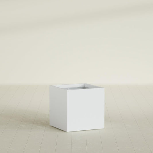 Greenline Jack Square Cube Planter - Indoor/Outdoor Large Fiberglass Lightweight Planter - 28" x 28" x 28" (Gloss White)