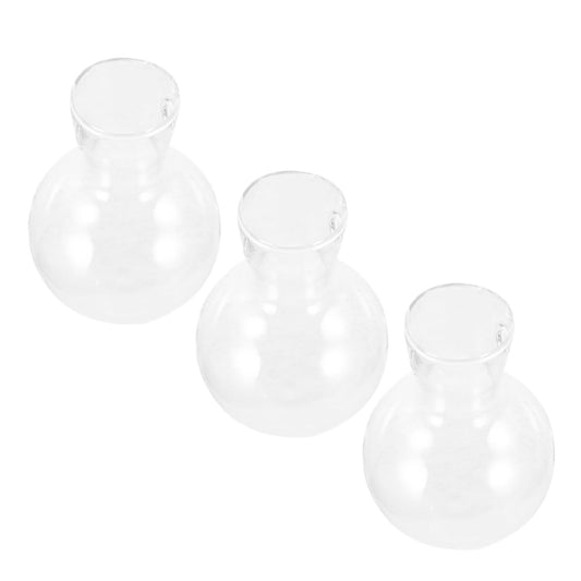 TOVINANNA 3pcs High Borosilicate Glass Propagation Planter Bulb Vases with Wooden Stand, Hydroponic Plant Terrarium Glass Vase Set for Indoor Desktop Decoration