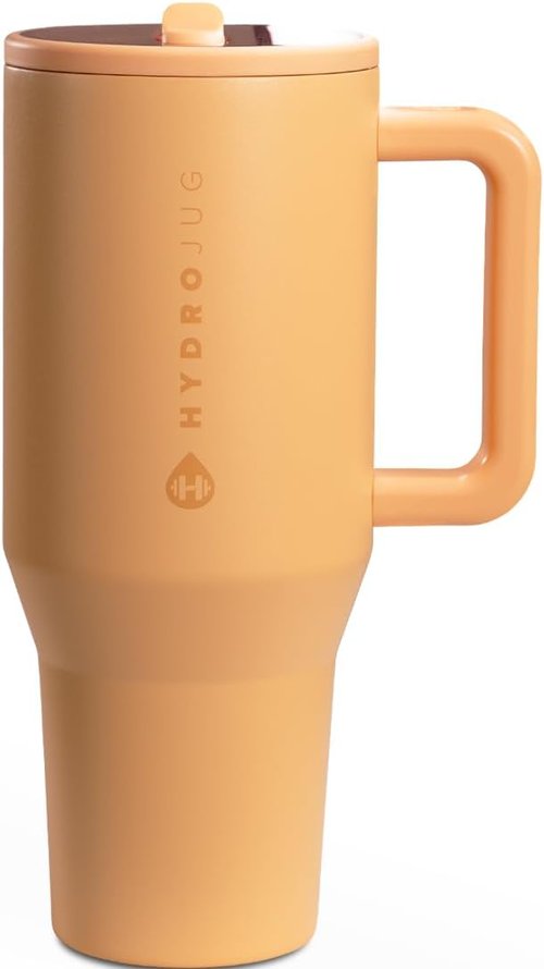 HydroJug Traveler - 32 oz Insulated Water Bottle with Handle & Flip Straw - Leak Resistant, Marigold