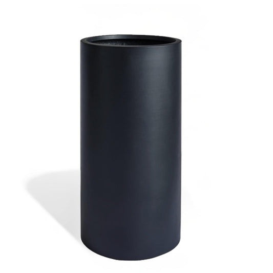 KUTE NEST 19.5" H x 9.8" D Premium Tubo Fiberstone Cylinder Tall Planter with Drainage Hole, Weather Resistant for Indoor and Outdoor Use, Included 2 Extra Coco Mats (Black, 8.2" Pot Opening)
