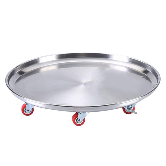 Klxeorser Stainless Steel Plant Caddy With Lockable Wheels Casters Heavy Duty, Round Outdoor Plant Stand Pot Trolley With Wheels Rolling Base, Planter Dolly for Flower Pot Mover 16"/420lb