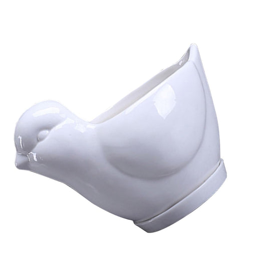 Beaupretty White Ceramic Bird Shaped Succulent Plant Pot with Tray Small Indoor Flower Container Desktop Decor for Home Office Gardening
