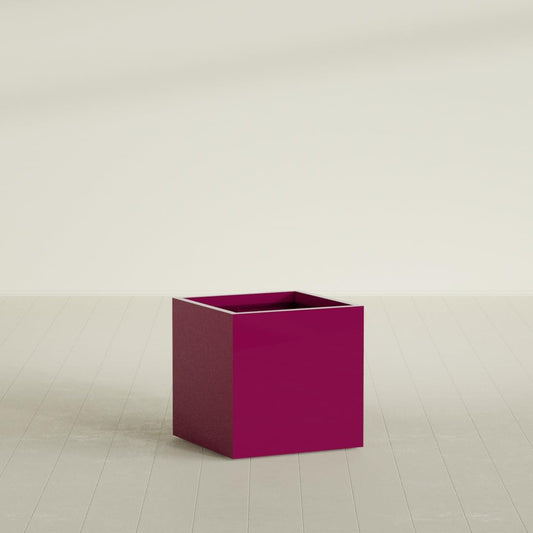 Greenline Jack Square Cube Planter - Indoor/Outdoor Large Fiberglass Lightweight Planter - 28" x 28" x 28" (Gloss Eggplant)