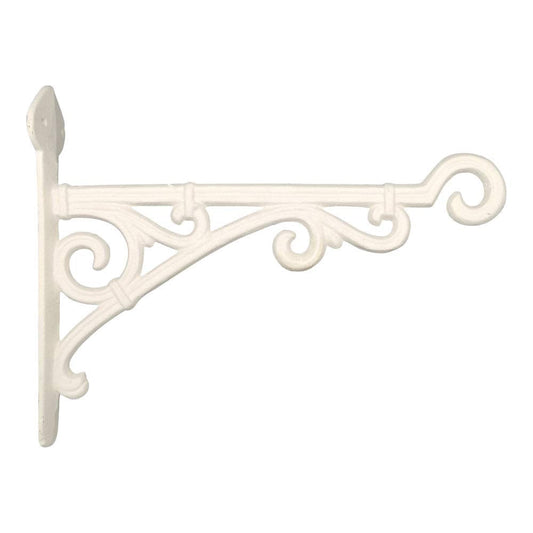 Comfy Hour 11" Heavy Duty White Cast Iron Wall Mount Bracket, Decorative Plant Hanger for Outdoor Garden & Indoor Home, Vintage Metal Hook for Bird Feeders, Wind Chimes & Lanterns, 1 pc