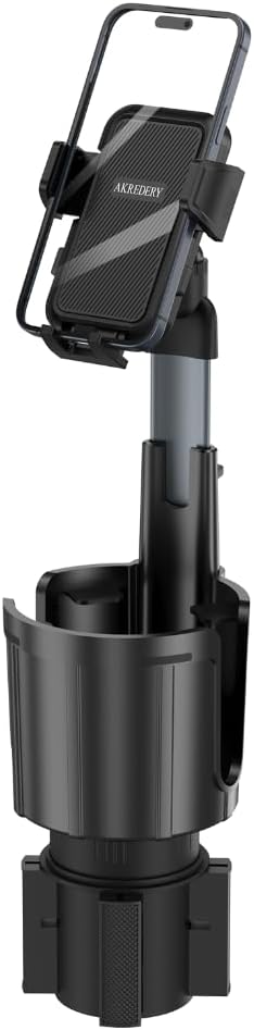 AKREDERY 2-in-1 Car Phone Mount with Cup Holder Expander - Upgraded Anti-Shake Cup Phone Holder for SUVS Trucks
