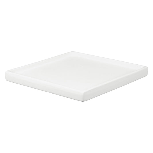 YELARXI 7.5 Inch Ceramic Plant Saucers, Square Flower Planter Water Trays Ceramic Plant Saucer Pot Tray -Fitting for (Outdoor/Indoors/Garden/Planting/Water/Flower/Coffee) White