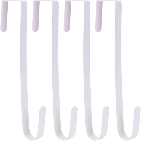 Wreath Hanger - Durable Steel Over The Door Hook for Front Door | White Finish, 4