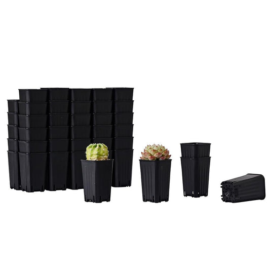 BangQiao 60 Pack 1.95 Inch Tiny Black Plastic Square Nursery and Seedling Pot, Mini Deep Transplant Seed Starter Planter with Drain Hole for Germination, Herb, Succulent
