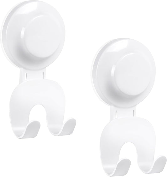 VIS'V Suction Cup Razor Holder - Removable & Reusable Shower Hooks for His and Hers | White, 2 Pcs